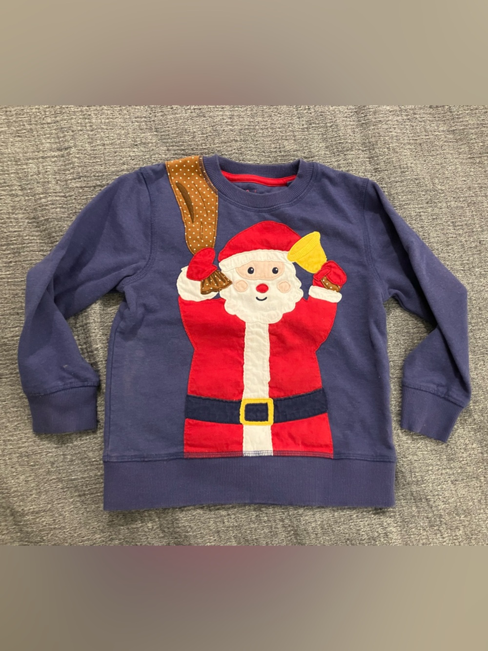 Mini Boden Big Appliqué Navy Sweatshirt with Santa Applique